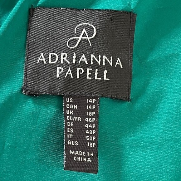 Adriana Papell Lace Sequin and Beaded  Kelly Green Maxi Dress 14P - Picture 12 of 14